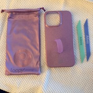 iPhone 14 Pro Max Purple Sparkle Loopy, Righty! With extra loops!